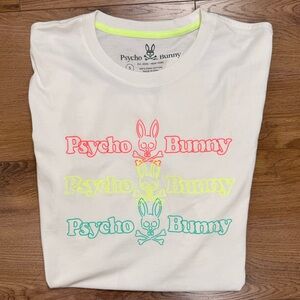 Psycho Bunny White Tee with Neon Accents